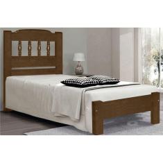 Cama de Solteiro Roma de Madeira Maciça Angelim Pedra/Tauari