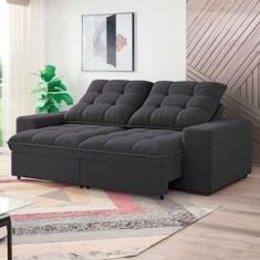 Sofá 3 Lugares Linoforte Benetton Retrátil e Reclinável, Revestido em Tecido Suede - 200cm de Largura