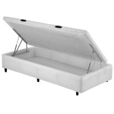 Cama Box SOLTEIRO ANTIGO Baú Lateral  Branco - 078x188