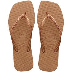 Chinelo Havaianas Slim Square Logo Metallic Feminino
