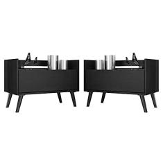 Kit c/ 2 Mesas de Cabeceira 60 cm c/Pés Retrô Multimóveis Preta