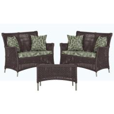 2 Sofás Área e Mesa Igapó Alumínio Pintura Fendi Corda Náutica Estofad