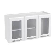 Armário Aéreo Cozinha Modulado Topázio 3 Portas c/ Vidro 105cm Branco - Telasul