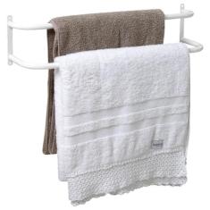 Porta Toalhas Toalheiro Duplo P/ Porta ou Parede Branco 60cm - MetalCr