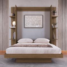 Cama Casal Articulável Vertical com Estante 140 Vancouver Mel