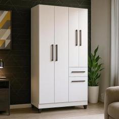 Roupeiro Guarda roupa Solteiro 5 Portas com gaveta e prateleiras compa