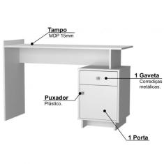 Escrivaninha 1 Gaveta E 1 Porta Lisboa Nova Mobile Branco