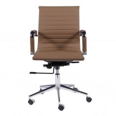 Cadeira Para Escritório Baixa Esteirinha Corino Com Rodizio 3301 Or Design Caramelo