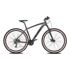 Bicicleta Aro 29 KSW XLT Câmbios Shimano 24v K7 Freios Hidráulicos Suspensão Trava Pneus Bege-Unissex
