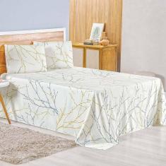 Jogo De Lençol Lidian Queen 3 Peças Hiperpercal Estampado 180 Fios - Gallys - 100% Poliéster