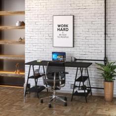 Mesa Para Escritório 1,50m Estilo Industrial Cavalete Kuadra - Compace