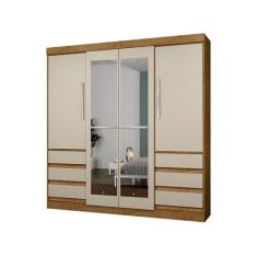 Guarda-roupa Casal com Espelho 4 Portas 6 Gavetas Araplac Sofia, Freij