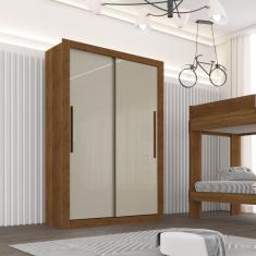 Guarda Roupa Solteiro 2 Portas 2 Gavetas Costa Rica Sallêto Móveis Cinamomo/Off