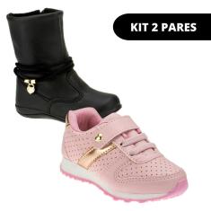 Kit 2 Bota e Tênis Feminino Infantil de Menina Escolar-Feminino