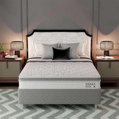 cama box com colchão casal sigma molas ensacadas (22x138x188) branco e cinza