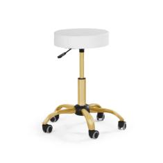 Banqueta Mocho - Sem Encosto - Branco | Dourado Matte