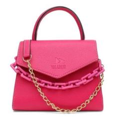 Bolsa Bau Feminina com Corrente e Alça Transversal Fecho Botão-Feminino