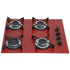 Cooktop Premium 4 bocas Ultra chama Marmorizado Vermelho Chamalar Bivolt.