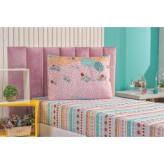 Jogo de cama Infantil solteiro 2 peças estampado microfibra - Safira e