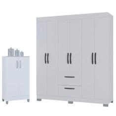 Guarda Roupa Casal Tóquio 6 Portas com Armário Multiuso 2 Portas Peque
