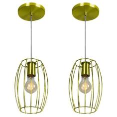 Kit 2 Pendentes Pequim Aramado Dourado - MARRYLUZ