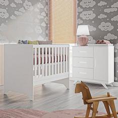 Berço Americano e Cômoda Ambiente Retro Maya Branco Acetinado  Canaã -