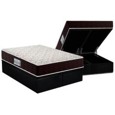 Cama Box Baú Casal: Colchão Espuma D33 Probel Prodormir Advanced + Base Crc Suede Black(138X188)