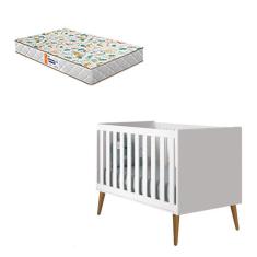 Berço Americano Theo Branco Pés Amadeirados Com Colchão Gazin ? Reller