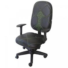 Cadeira Gamer Spectro Braço Regulável Modelo Presidente Ecoflex Costura Verde