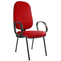 Cadeira Presidente Base Palito com Braço Corsa Metal Wood Design Vermelho