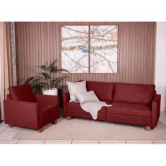 Conjunto Sofá 1,60 2 Lugares e Poltrona Plaza Bordô - Straub Web