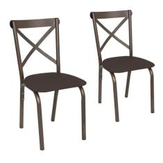 Conjunto De 2 Cadeiras Karina Tubo Bronze - Ciplafe