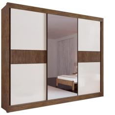 Guarda Roupa 2 portas Ripado Mdf Ypê e Off white