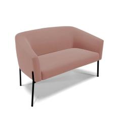 Sofá Namoradeira 2 Lugares Pé De Ferro Preto Stella Veludo D03 - D`rossi Cor Rose