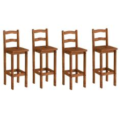 Kit 4 Banquetas para Bancada Madeira Maciça Rustic Line