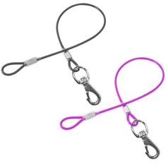 Mi Metty Trela à prova de mastigação para cães extensora de cabo de metal, sem emaranhamento, coleira dupla para cães, coleira múltipla para 2 cães, com clipe duplo, extensor resistente para coleira e