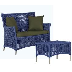 1 Sofá Área e Mesa Igapó Alumínio Pintura Fendi Corda Náutica Estofado