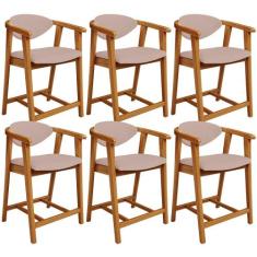 Kit 06 Banquetas Baixa Para Cozinha Sala Jantar Bancada Cecília L02 Li