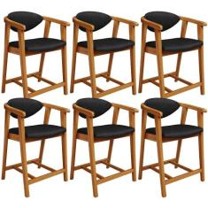 Kit 06 Banquetas Baixa Para Cozinha Sala Jantar Bancada Cecília L02 ma