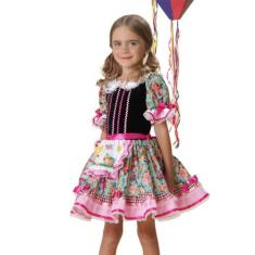 Vestido Junino Infantil Feminino Luxo pra Quadrilha - Fantasias Carol 