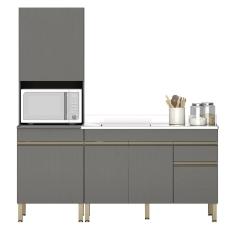 Paneleiro e Balcão Gabinete com Pia 150cm Lina Z06 Gris - Mpozenato