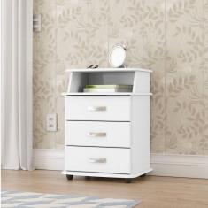 Mesa de Cabeceira 3 Gavetas Luxo EJ Móveis Branco