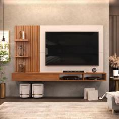 Painel para TV até 60 Polegadas Ripado com Nichos Dj Moveis Bento Frei