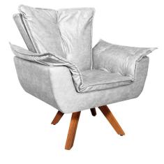 Kit 02 Poltronas Giratória Opala Corano Base Madeira Mm30 DRossi Corano Branco