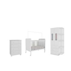 Quarto Completo Bebê Moveis Peroba Berço Cloe Luna MDF