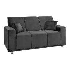 Sófa 3 Lugares Fixo Tokyo Veludo Cinza  - Speciale Home