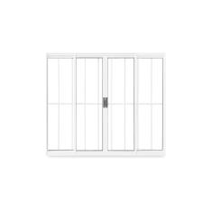 Janela de Correr Abertura Central Exclusiva 4 Folhas Grade Vidro Liso 100x150cm CRV Portas e Janelas Branco