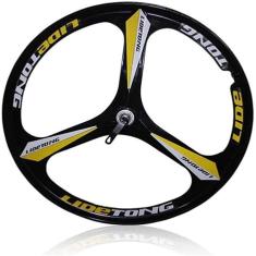 Conjunto de rodas de bicicleta dianteira de impulsor de 26 polegadas, conjunto de rodas traseiras integradas de mountain bike de 3 raios, conjunto de rodas de liga de magnésio com freio a di