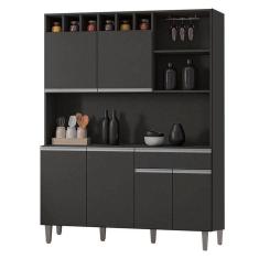 Armário Para Cozinha Ambiente Kit Alice Cinza Fosco - Ajl