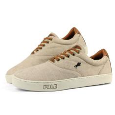 Tênis Masculino Polo Macio e Confortável Lançamento Aproveite , Bege, 